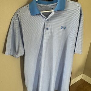 Under Armour Men's Light Blue Striped Polo